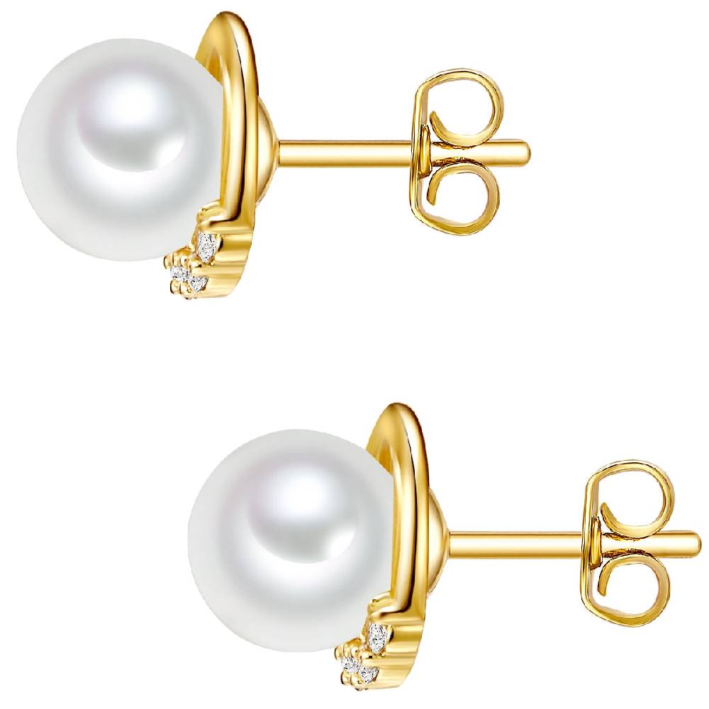 Rafaela Donata Ohrstecker Sterling Silber Gelbgold Perlmutt Weiß