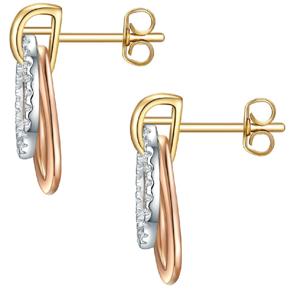 Rafaela Donata Ohrstecker Sterling Silber Tri-Color Zirkonia Weiß