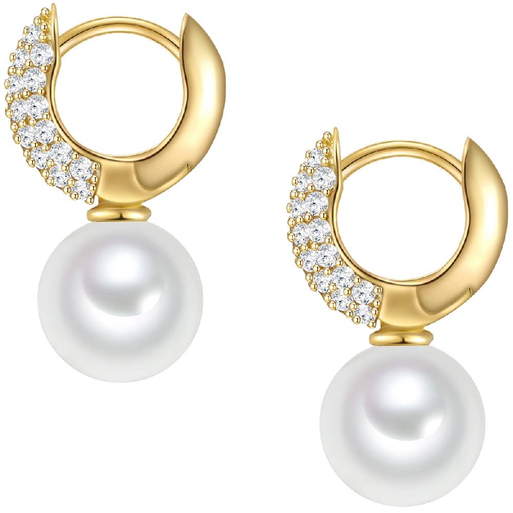 Rafaela Donata Orhänger Sterling Silber Gelbgold Südsee-Muschelkernperle Weiß Zirkonia Weiß