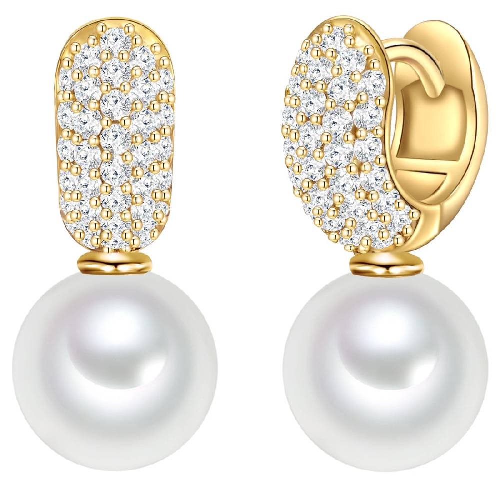 Rafaela Donata Orhänger Sterling Silber gelbgold Südsee-Muschelkernperle weiß Zirkonia weiß