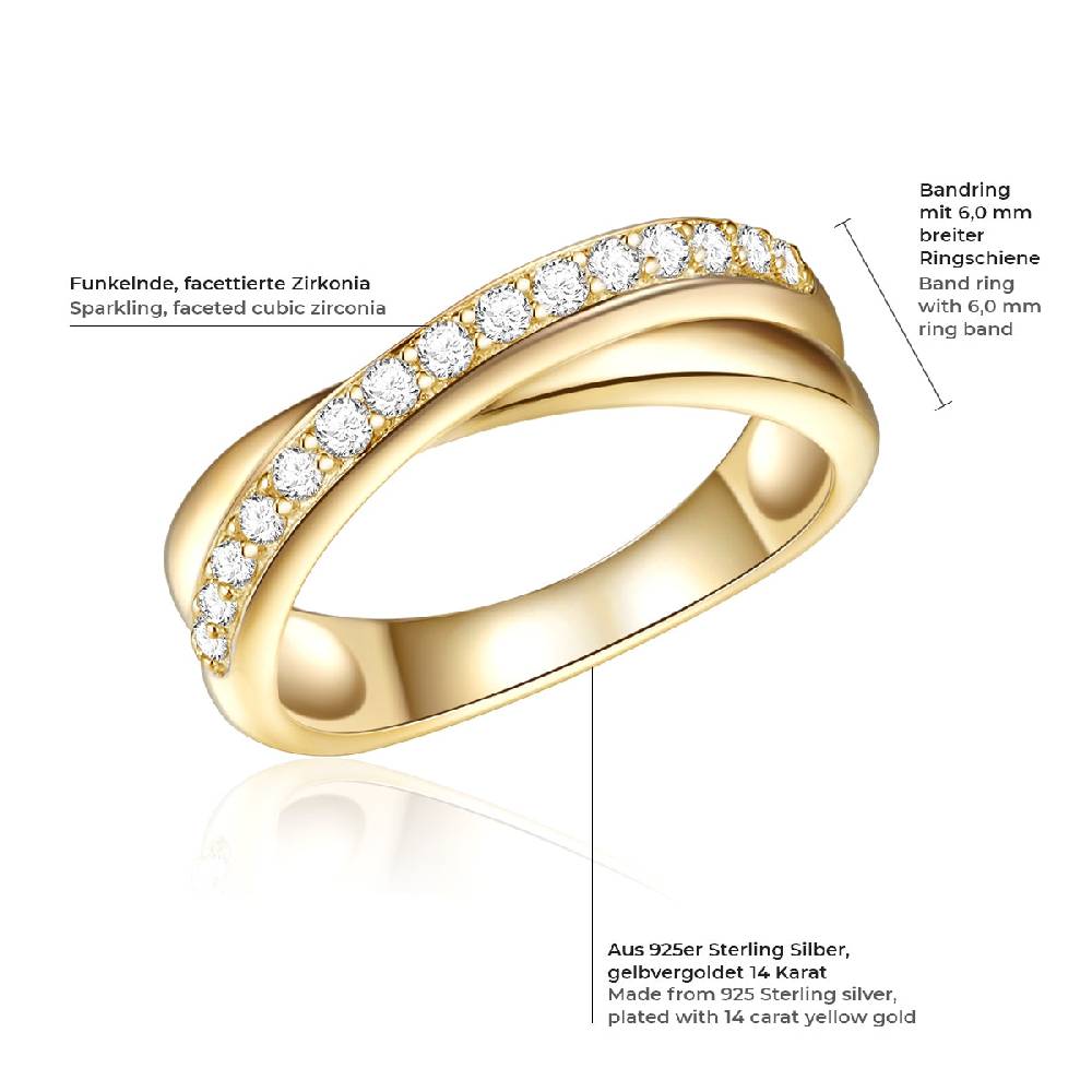 Rafaela Donata Ring Sterling Silber Gelbgold Zirkonia Weiß