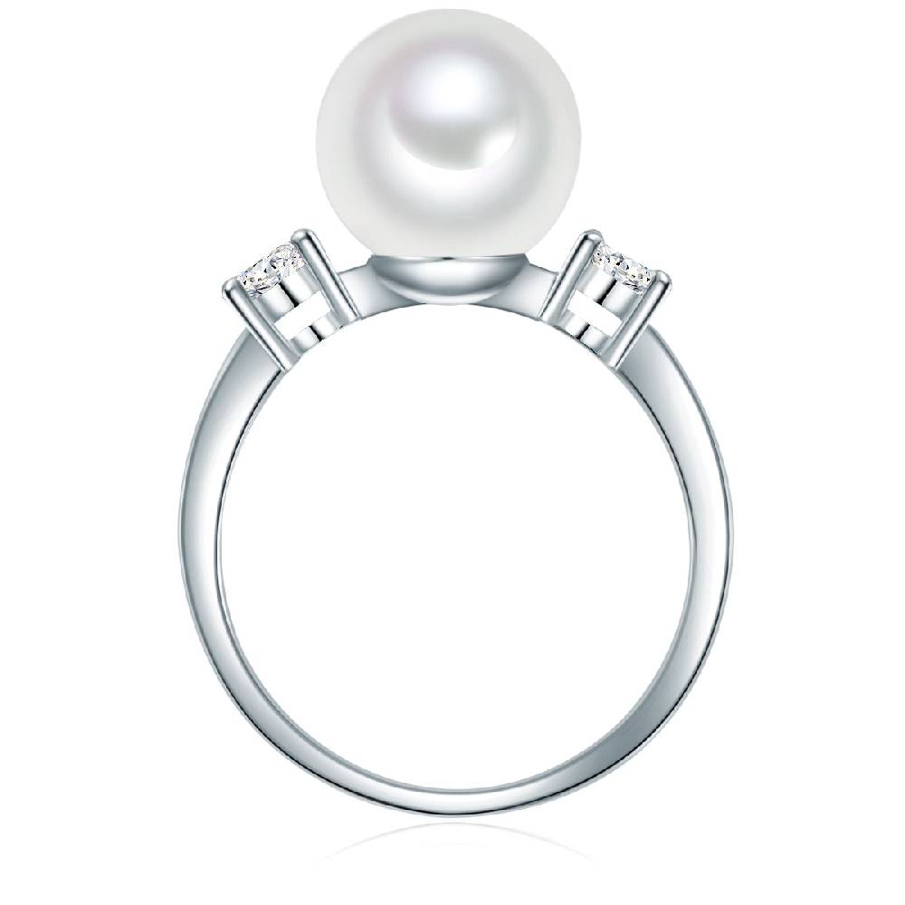Rafaela Donata Ring Sterling Silber Muschelkernperle Weiß Zirkonia Weiß