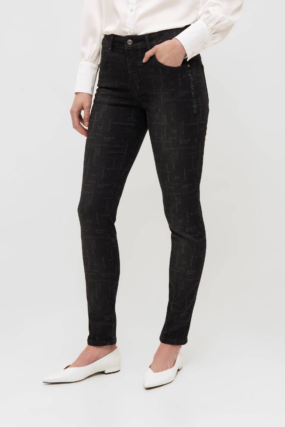 Raffaello Rossi 5-Pocket Skinny lang Mid Waist gemustert: AMAL L