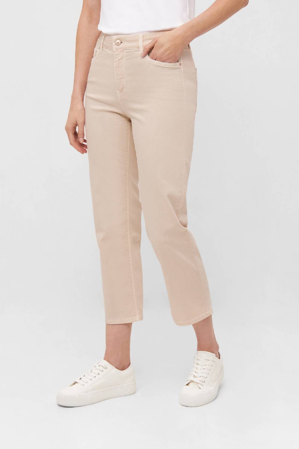 Raffaello Rossi 5-Pocket Straight verkürzt -6/8 Mid Waist beige: LEYLE 6/8