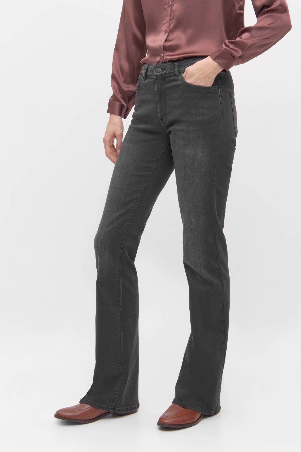 Raffaello Rossi 5-Pocket Wide Leg lang Mid Waist grau: VIC FLARED