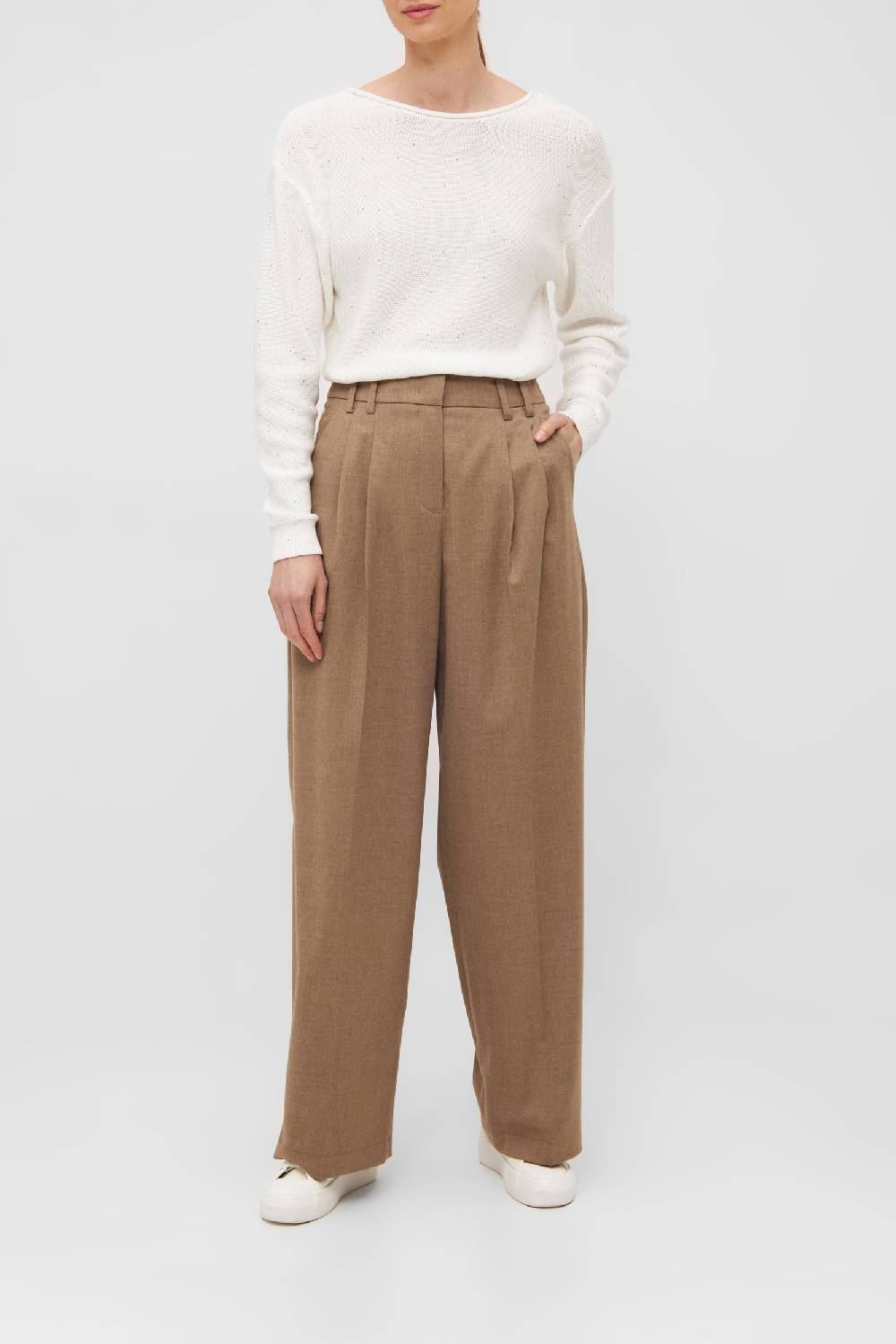 Raffaello Rossi Bundfaltenhose Wide Leg Lang High Waist Grau: MAYLA