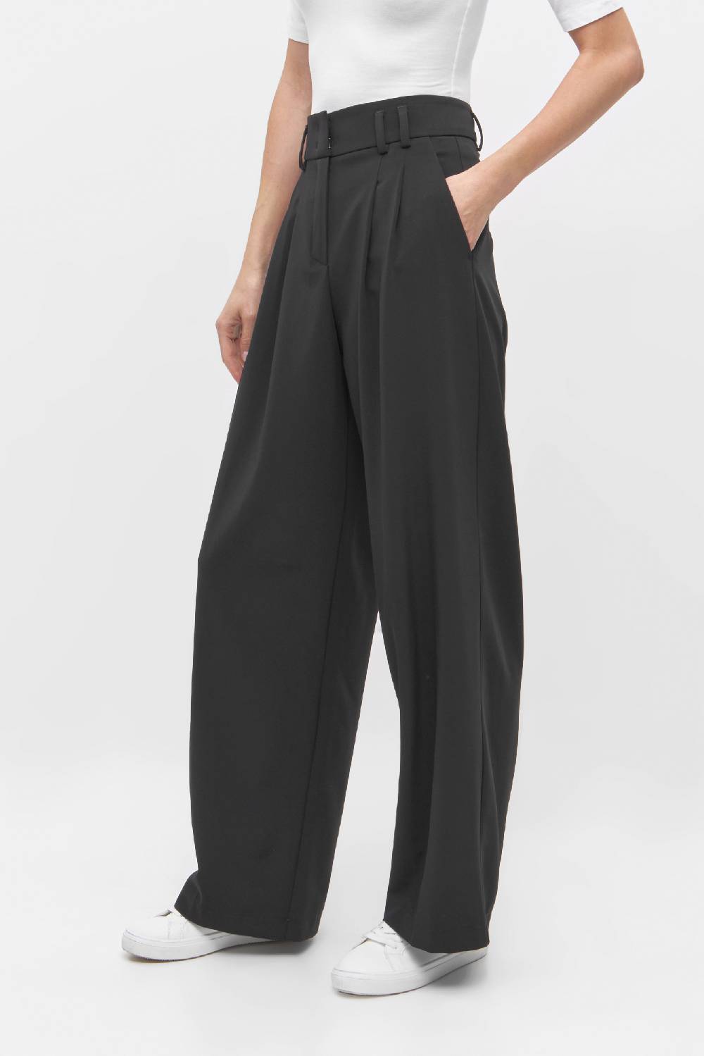 Raffaello Rossi Bundfaltenhose Wide Leg lang High Waist schwarz: MAYLA