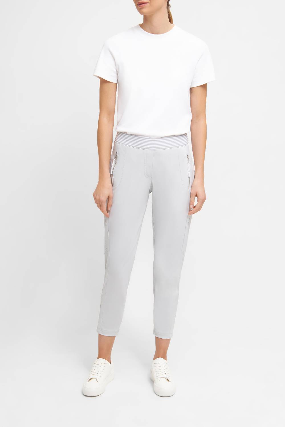 Raffaello Rossi Joggpant Relaxed Verkürzt -7/8 Mid Waist Schwarz: NATINA RIBBON
