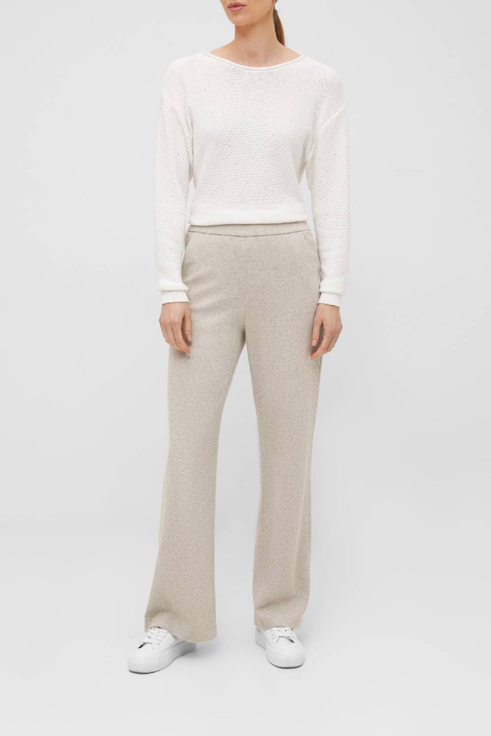 Raffaello Rossi Marlenehose Wide Leg Lang Mid Waist Beige: PALINA LONG