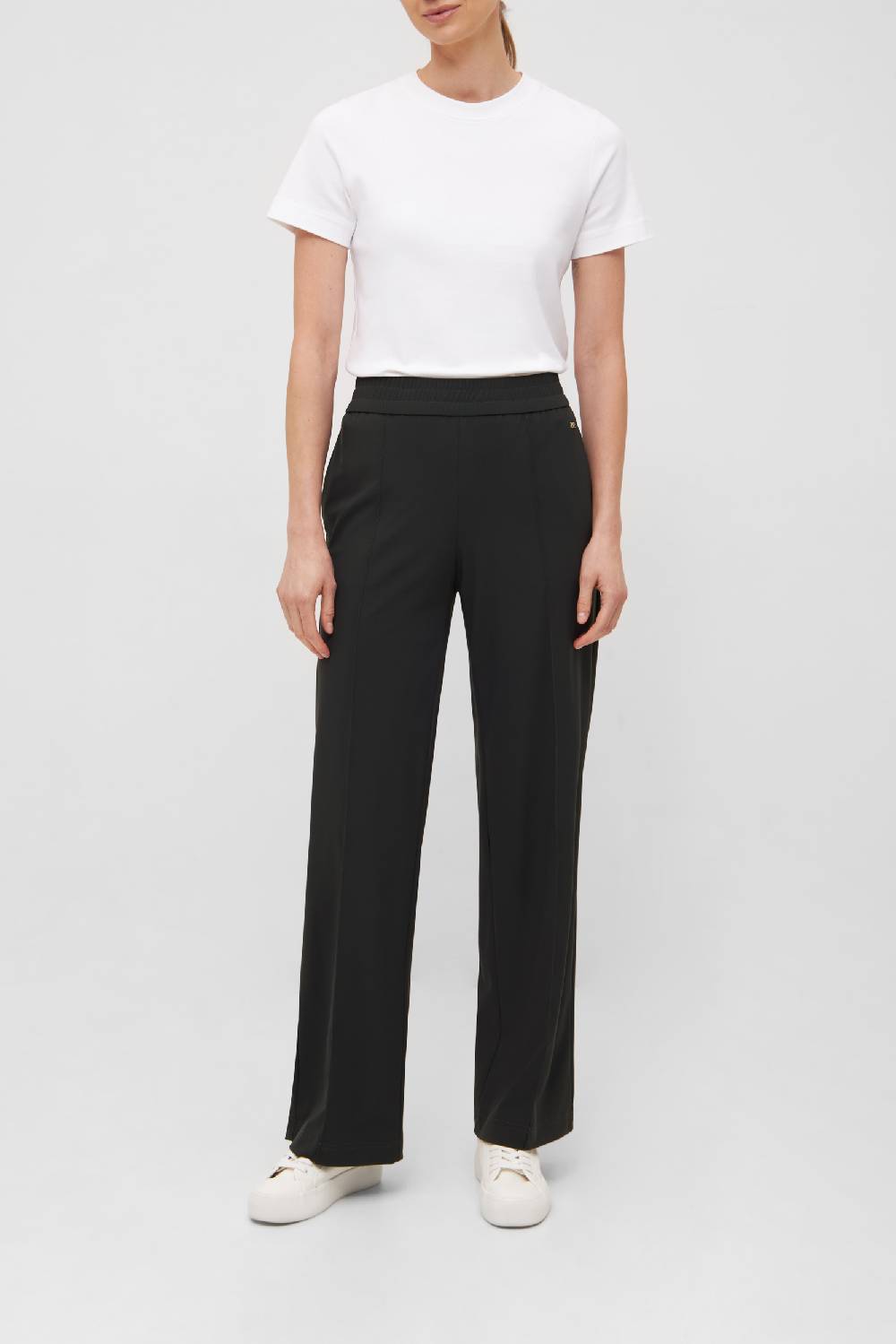 Raffaello Rossi Marlenehose Wide Leg Lang Mid Waist Schwarz: COSMEA