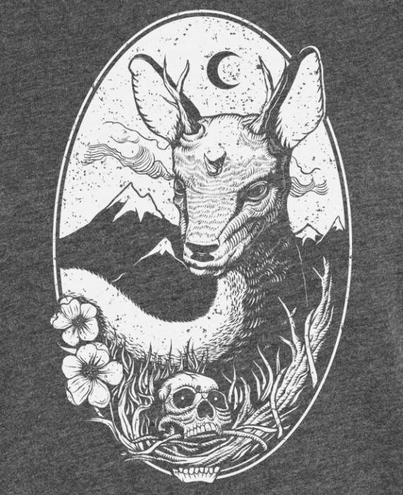 Rebel Rockers Deer Girl Loosefit Tee dark greyheather