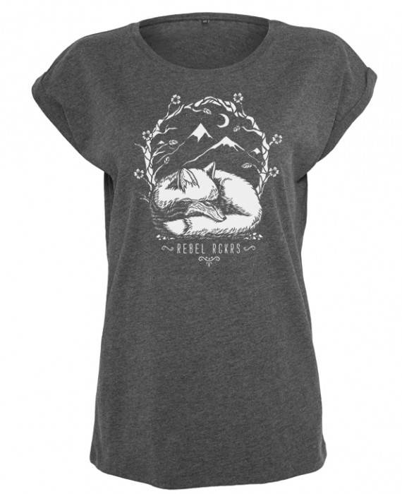 Rebel Rockers Fox Girl Loosefit Tee Dark Greyheather