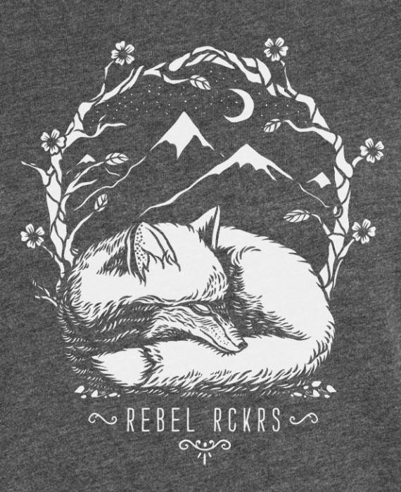Rebel Rockers Fox Girl Loosefit Tee dark greyheather