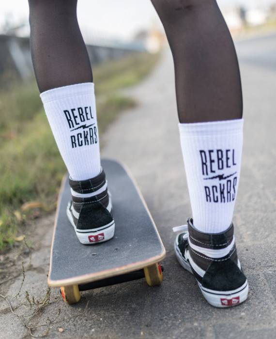 Rebel Rockers Font Sneaker Sock black