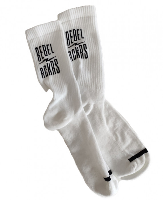 Rebel Rockers Font Sneaker Sock White