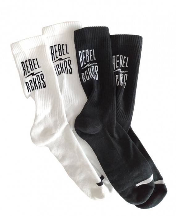 Rebel Rockers Font Sneaker Sock White