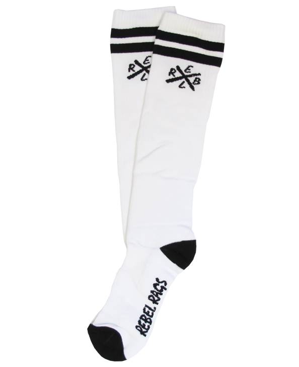 Rebel Rockers Tube Sock X Wht
