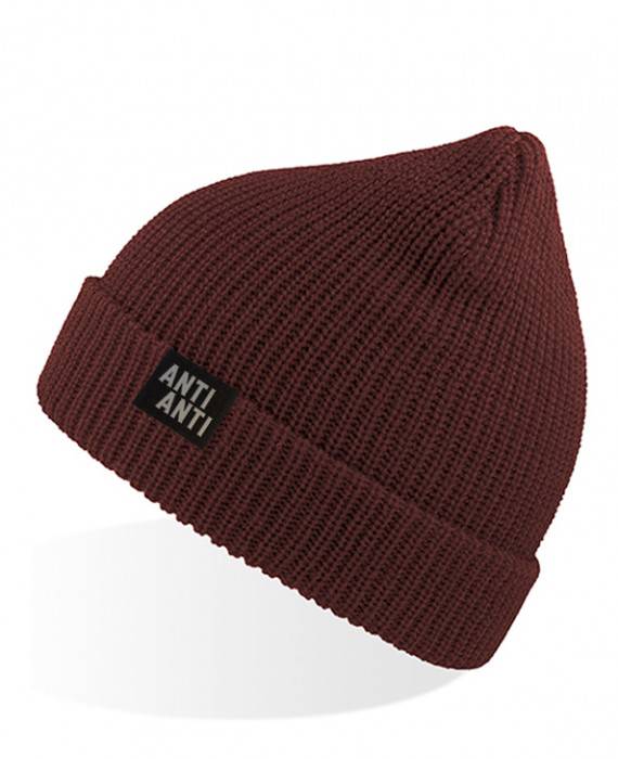 Rebel Rockers Woolly Beanie „Anti“ burgundy