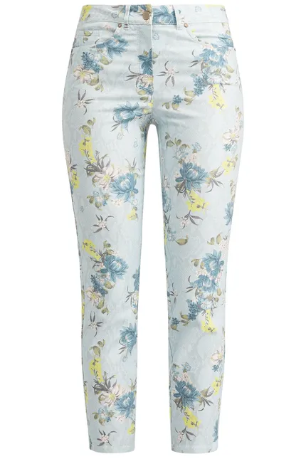 Recover Pants 5-Pocket Druckhose In HELLBLAU-BLAU-ZITRONE-ECRU Artikelnummer REC-12820-01-3992-65