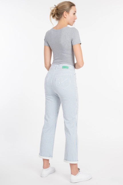 Recover Pants Frieda, Straght-Fit Hose In STREIFEN ECRU/ BLAU Artikelnummer REC-13395-4149-400