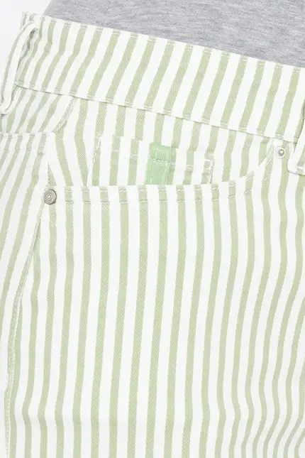 Recover Pants Frieda, Straght-Fit Hose In STREIFEN ECRU/ GRÜN Artikelnummer REC-13395-4149-500