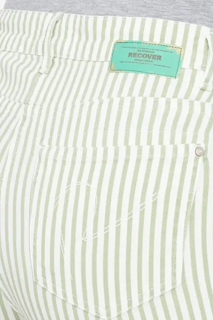 Recover Pants Frieda, Straght-Fit Hose In STREIFEN ECRU/ GRÜN Artikelnummer REC-13395-4149-500