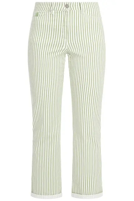 Recover Pants Frieda, Straght-Fit Hose In STREIFEN ECRU/ GRÜN Artikelnummer REC-13395-4149-500