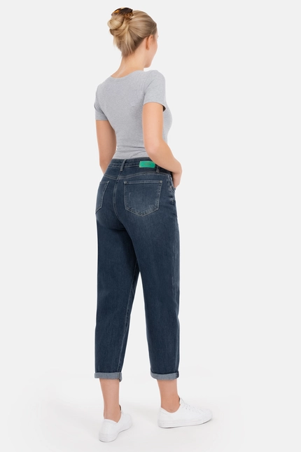 Recover Pants Gianna, Relaxed-Fit Jeans Mit Raffiniertem Verschluß In Dark Blue Artikelnummer REC-13388-4279-148
