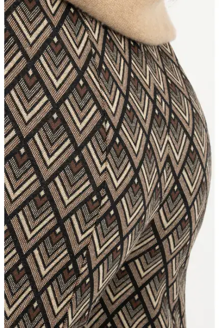 Recover Pants Jacquard-Strickhose Jasmin In SCHWARZ/ BRAUN/ BEIGE Artikelnummer REC-13409-4322-962