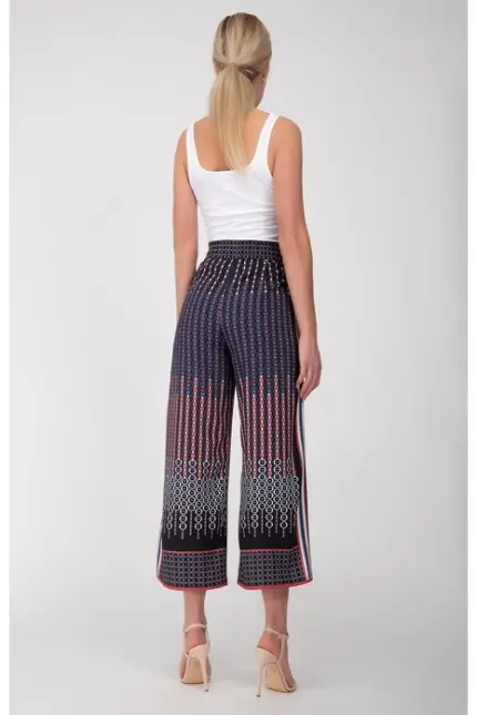 Recover Pants Weichfließende Sommerhose In Marine/rot/weiß/braun Artikelnummer REC-13010-3921-430