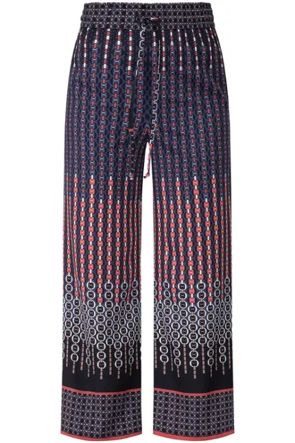 Recover Pants Weichfließende Sommerhose In Marine/rot/weiß/braun Artikelnummer REC-13010-3921-430