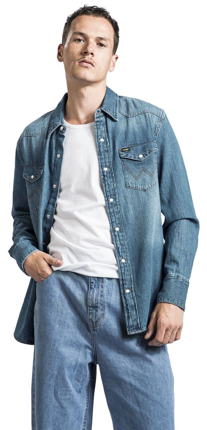 EMP "27MW Icon Mid Stone" Jeanshemd Blau Von Wrangler
