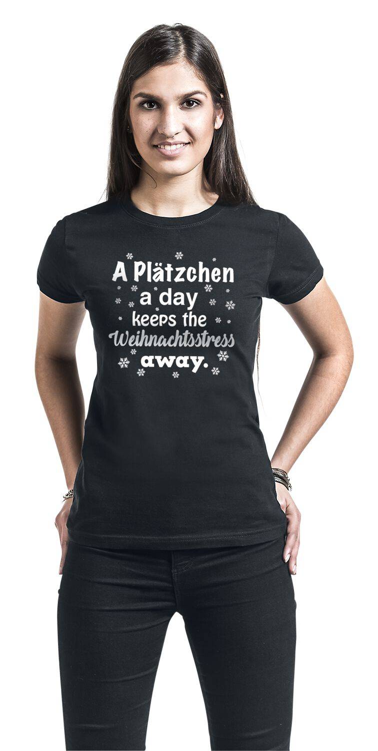 EMP "A Plätzchen A Day Keeps The Weihnachtsstress Away." T-Shirt Schwarz Von Sprüche