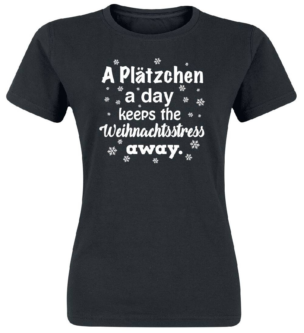 EMP "A Plätzchen A Day Keeps The Weihnachtsstress Away." T-Shirt schwarz von Sprüche