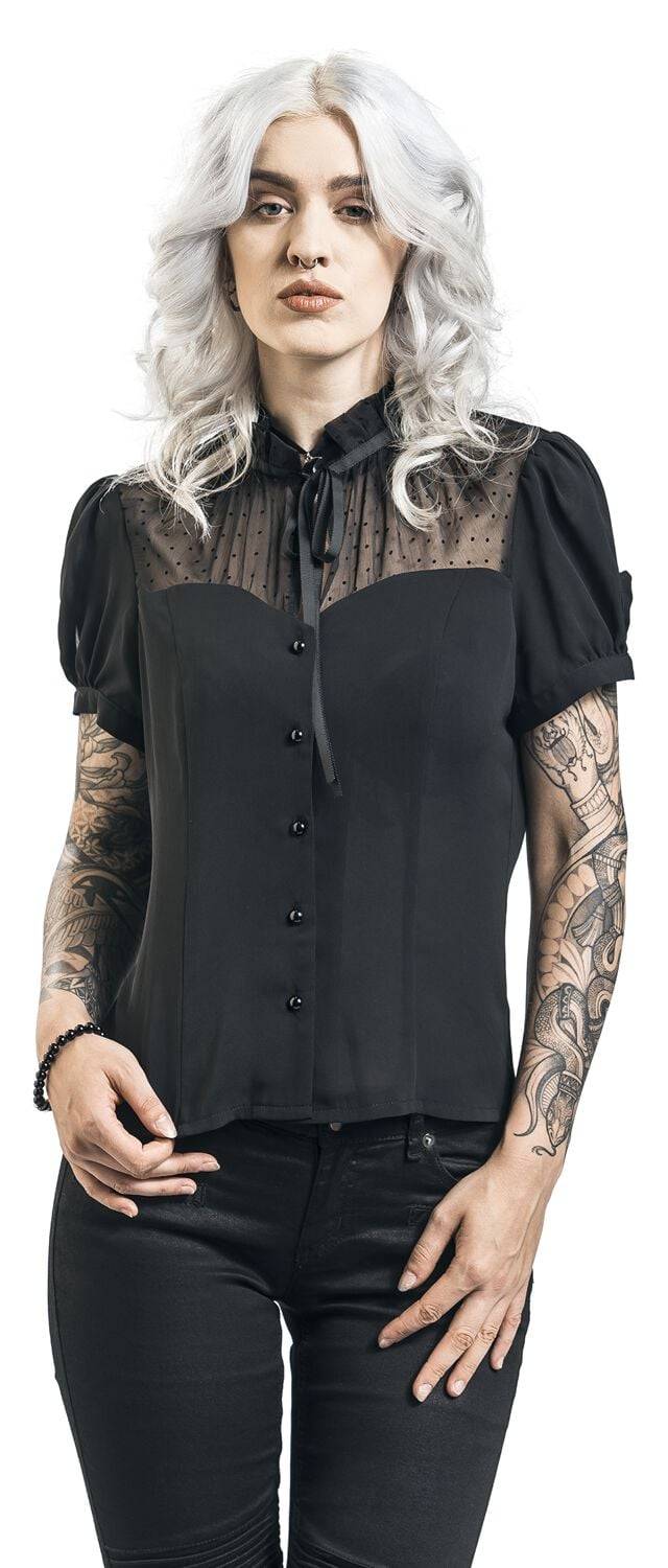 EMP "Acid Doll Coalette Blouse" Bluse Schwarz Von Voodoo Vixen