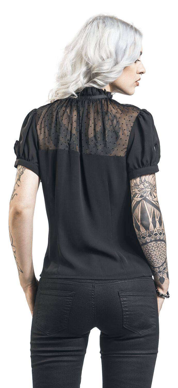 EMP "Acid Doll Coalette Blouse" Bluse Schwarz Von Voodoo Vixen