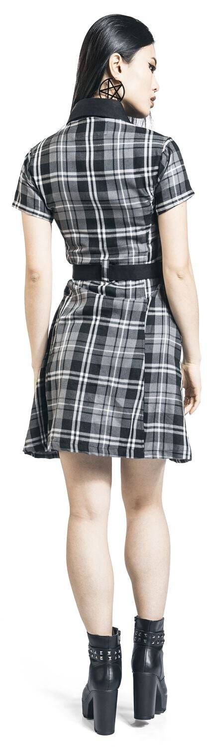 EMP "Adelaide Dress" Kurzes Kleid Schwarz/grau/weiß Von Poizen Industries