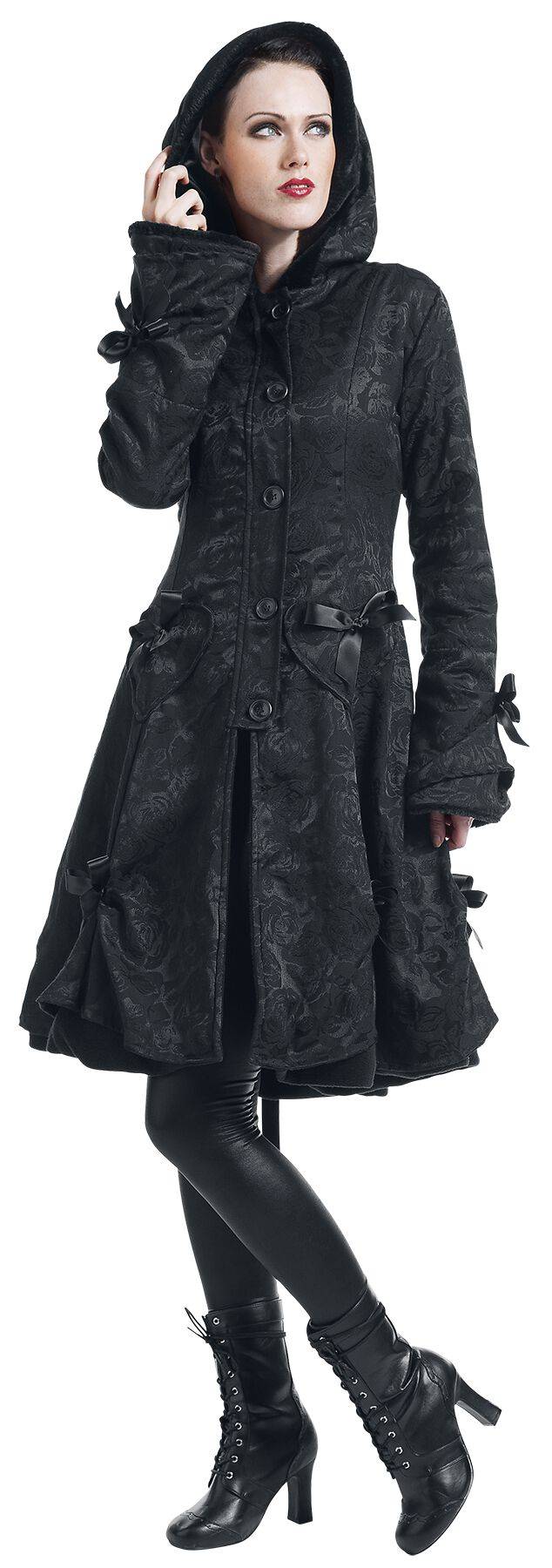 EMP "Alice Rose Coat" Wintermantel Schwarz Von Poizen Industries