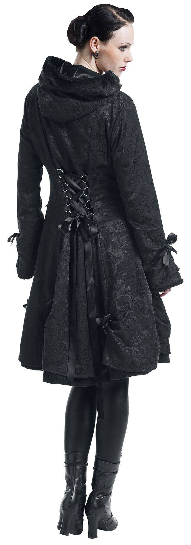EMP "Alice Rose Coat" Wintermantel Schwarz Von Poizen Industries