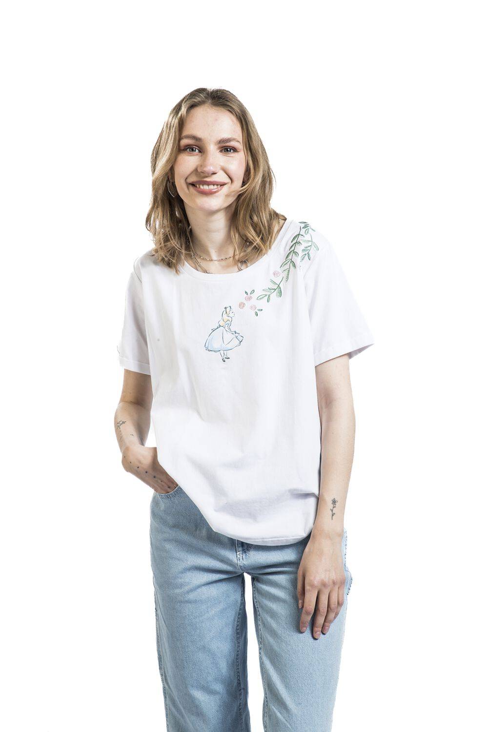 EMP "Alice With Roses" T-Shirt Weiß Von Alice Im Wunderland