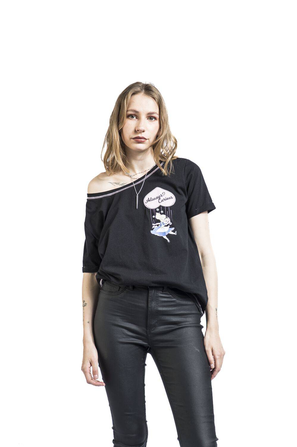 EMP "Always Curious" T-Shirt Schwarz Von Alice Im Wunderland