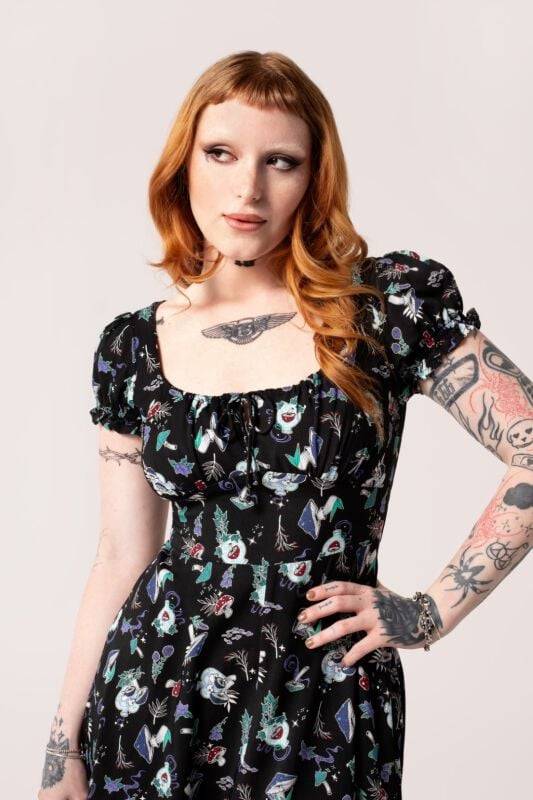 EMP "Amanita Midi Dress" Langes Kleid Multicolor Von Hell Bunny