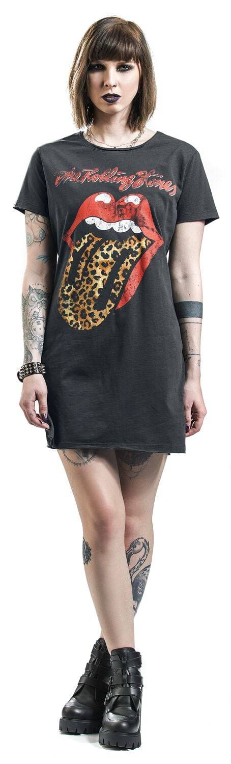 EMP "Amplified Collection - Leopard Tongue" Kurzes Kleid Charcoal Von The Rolling Stones