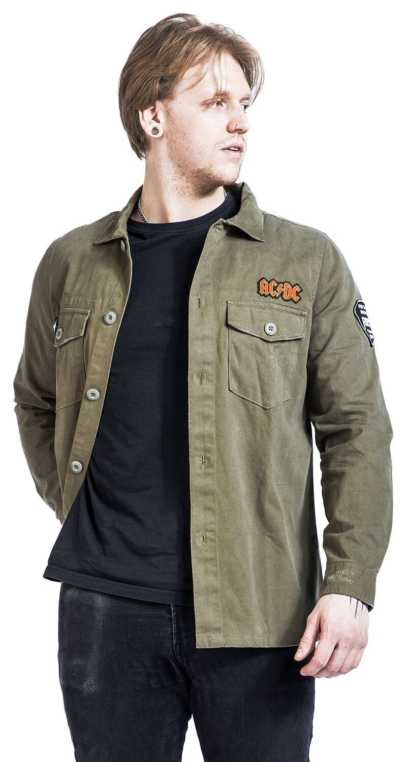 EMP "Amplified Collection - Military Shirt - Shacket" Langarmhemd Khaki Von AC/DC