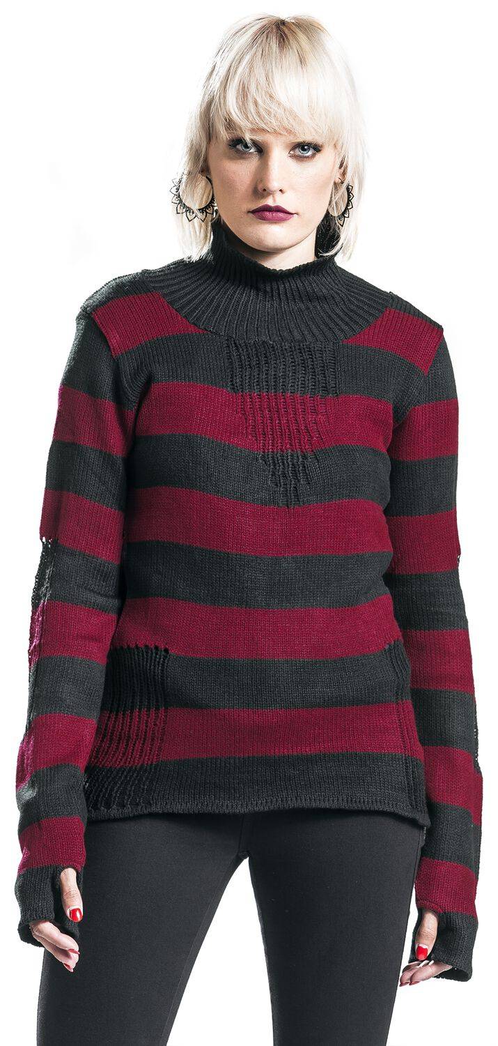 EMP "Annabella Top" Strickpullover Rot/schwarz Von Vixxsin