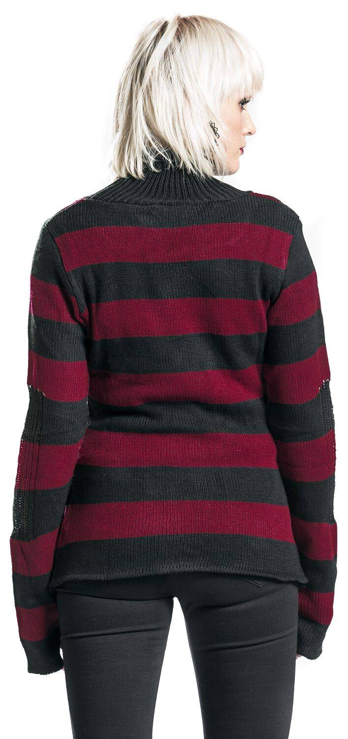 EMP "Annabella Top" Strickpullover Rot/schwarz Von Vixxsin
