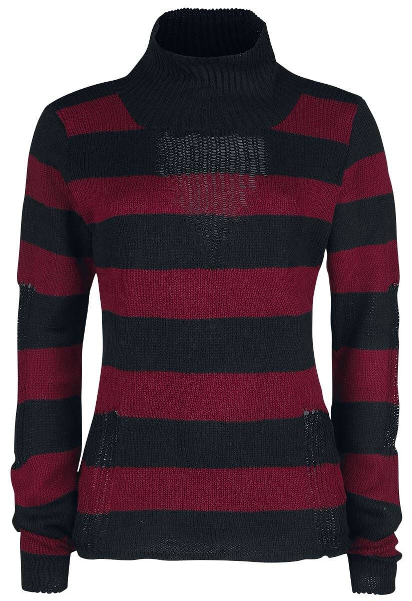 EMP "Annabella Top" Strickpullover rot/schwarz von Vixxsin