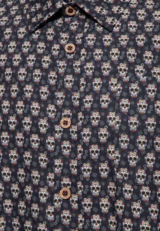 EMP "AOP Vintage Suit Shirt Sugar Skull" Langarmhemd Schwarz Von King Kerosin