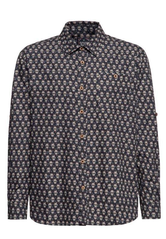 EMP "AOP Vintage Suit Shirt Sugar Skull" Langarmhemd schwarz von King Kerosin