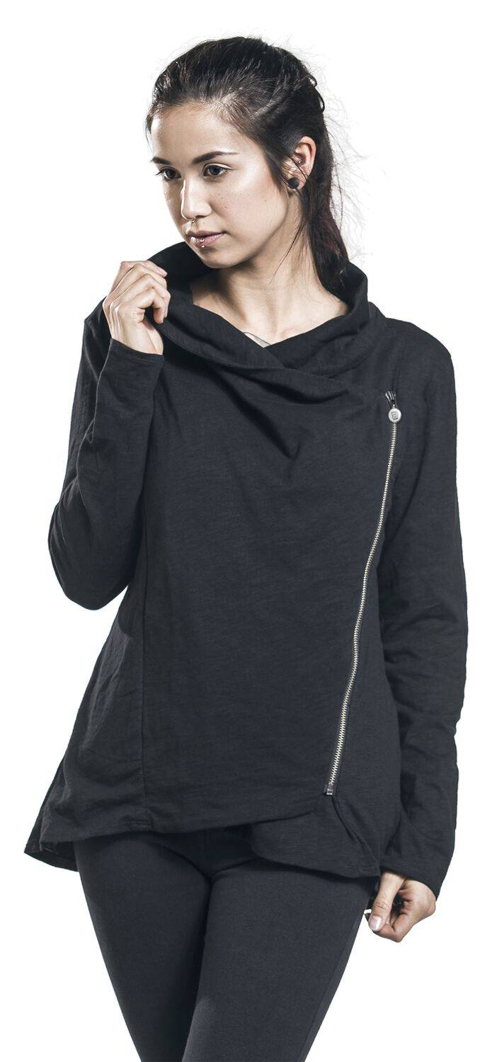 EMP "Asymmetric Slub Yarn Zipper" Cardigan Schwarz Von RED By EMP